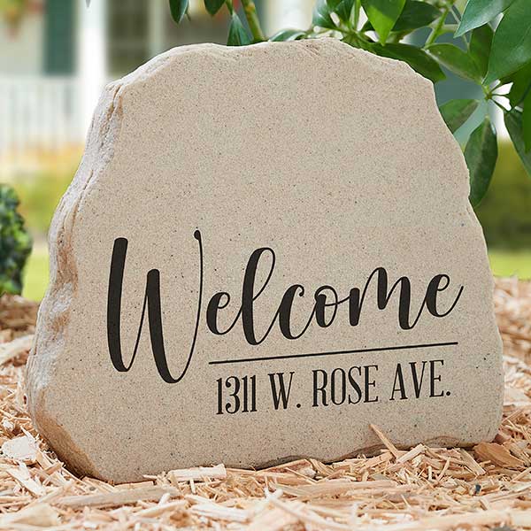 Welcome Address Personalized Standing Garden Stone - 31121