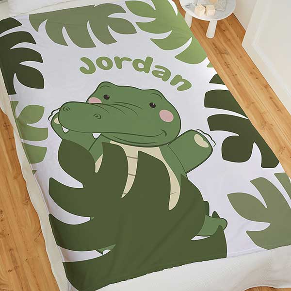 Jolly Jungle Alligator Personalized Baby Blankets - 31146