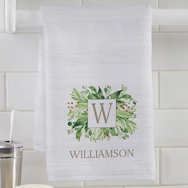 Spring Greenery Monogram Personalized Hand Towels - 31208