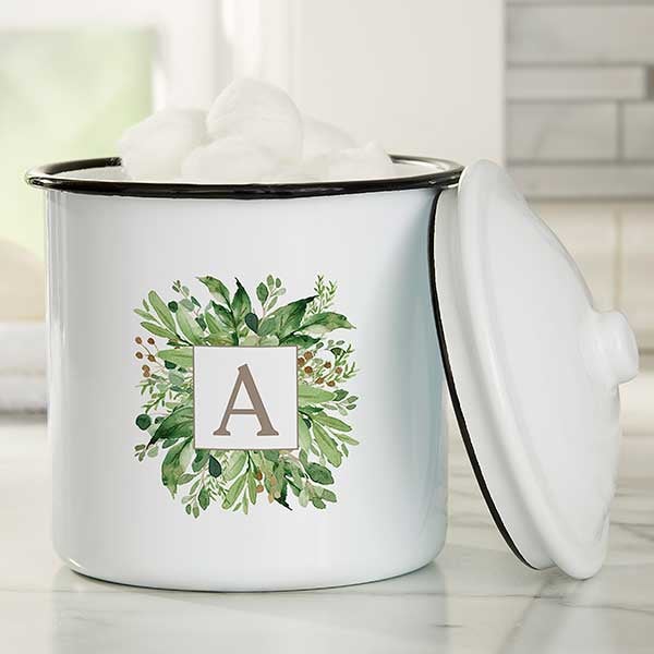Spring Greenery Personalized Enamel Jars & Canisters - 31212