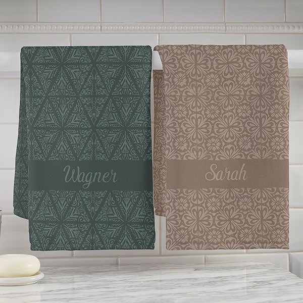 Stamped Pattern Personalized Hand Towels - 31219
