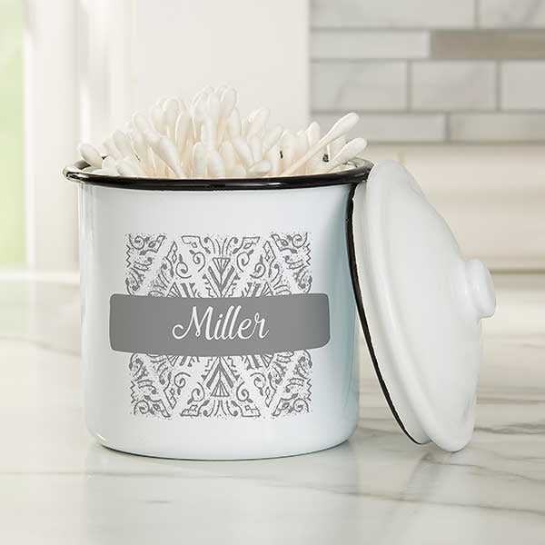 Stamped Pattern Personalized Enamel Jars & Canisters - 31223