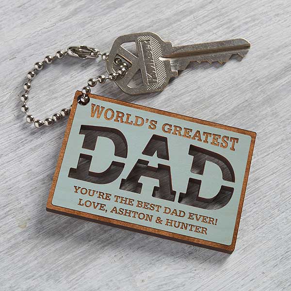 World's Greatest Dad Personalized Wooden Keychain - 31247