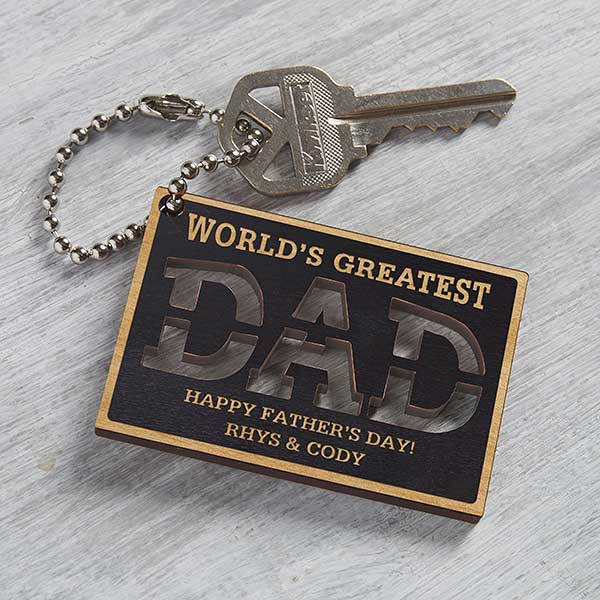 World's Greatest Dad Personalized Wooden Keychain - 31247