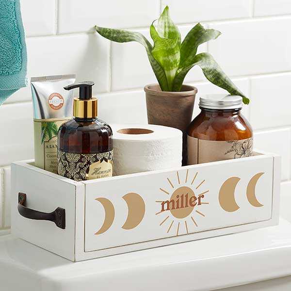 Boho Landscape Personalized Wood Bathroom Storage Box - 31253