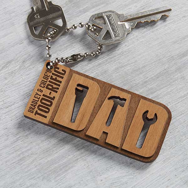 ToolRific Dad Engraved Wood Keychains