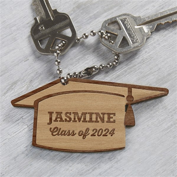 Graduation Cap Personalized Wooden Keychains - 31259