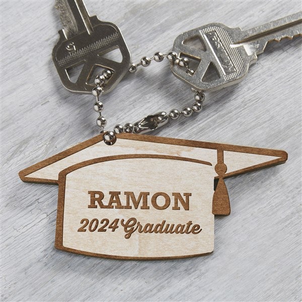 Graduation Cap Personalized Wooden Keychains - 31259
