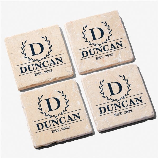 Wedding Wreath of Love Personalized Tumbled Stone Coasters - 31268