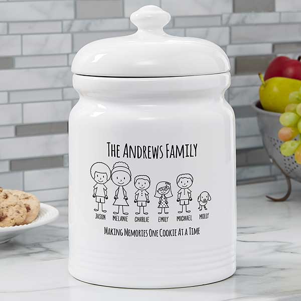 Stick Figure Family Personalized Cookie Jar - 31274