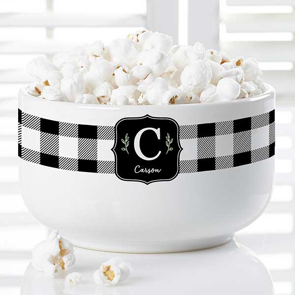 Black & White Buffalo Check Personalized Bowl - 31291