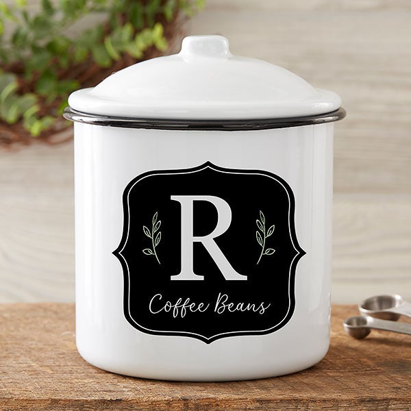 Black & White Buffalo Check Personalized Enamel Canisters - 31295