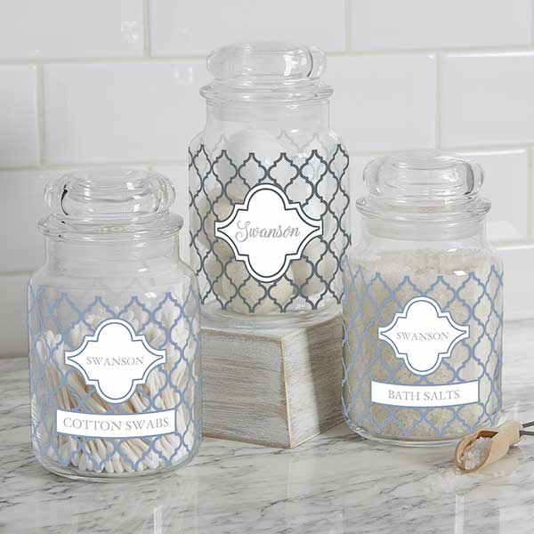 Geometric Pattern Personalized Glass Storage Jar - 31310