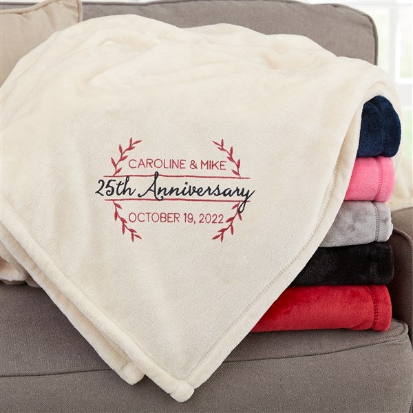 Laurel Wreath Anniversary Personalized Fleece Throws - 31311