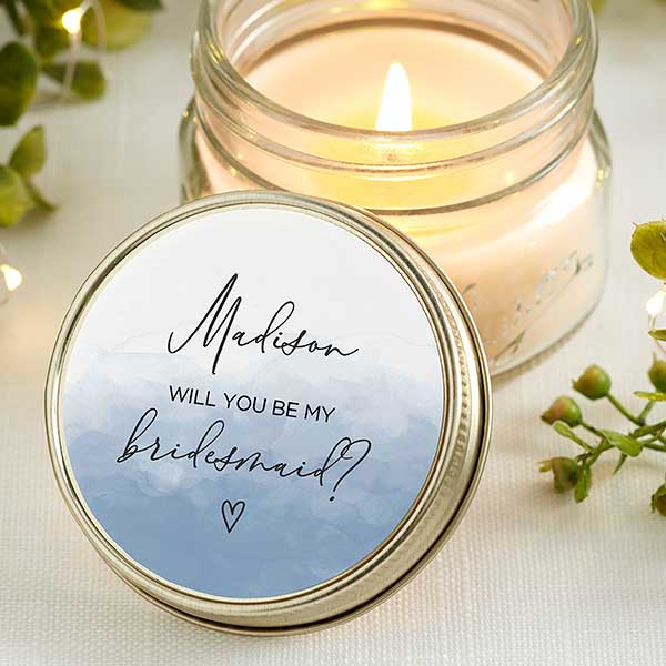Watercolor Personalized Mason Jar Candle Wedding Favors - 31323