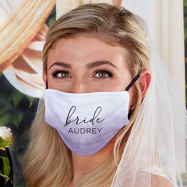 Watercolor Bride Personalized Wedding Face Mask with Filter - 31325