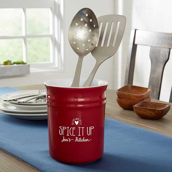 Made With Love Personalized Utensil Holder - Red