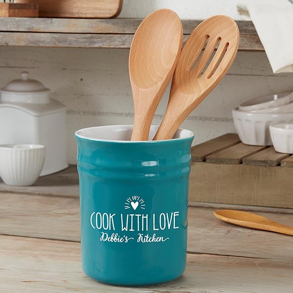 Made With Love Personalized Ceramic Utensil Holder - 31338