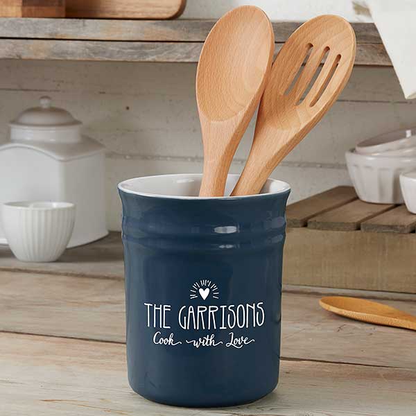 Made With Love Personalized Ceramic Utensil Holder - 31338