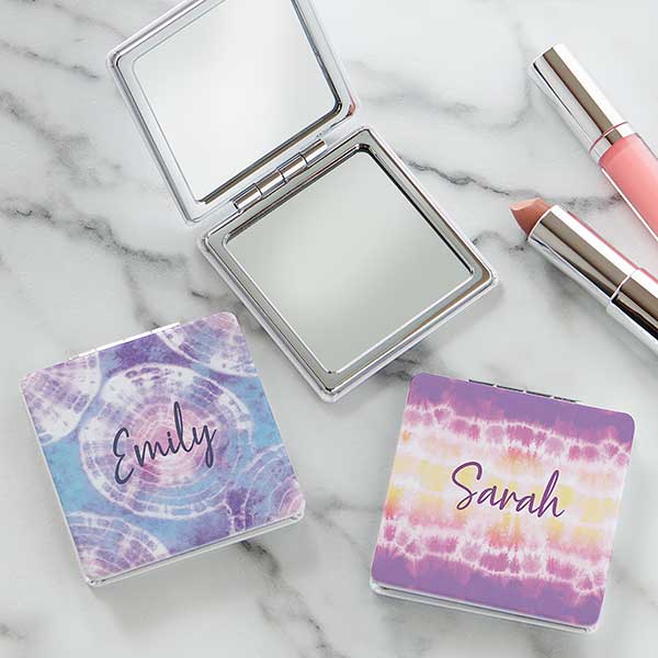 Pastel Tie Dye Personalized Compact Mirror - 31342