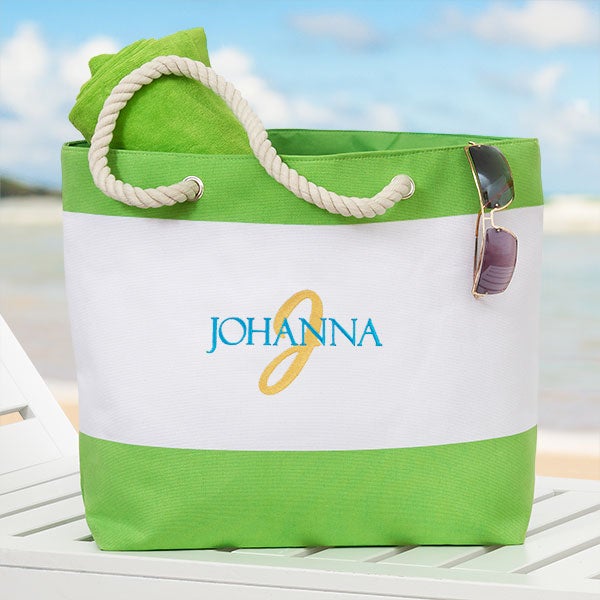 Playful Name Embroidered Personalized Beach Totes - 31371