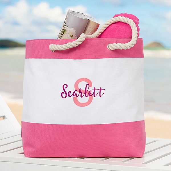 Playful Name Embroidered Personalized Beach Totes - 31371