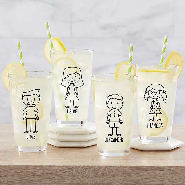 Family Stick Figure Personalized Drinking Glasses - 31389