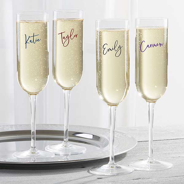 Trendy Script Name Personalized Luigi Bormioli Champagne Flute - 31398