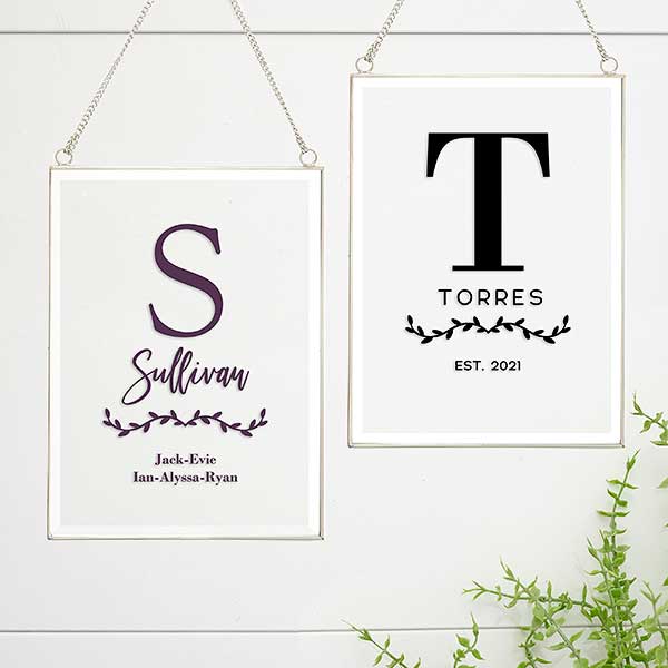 Family Initial Personalized Hanging Glass Wall Decor - 31403