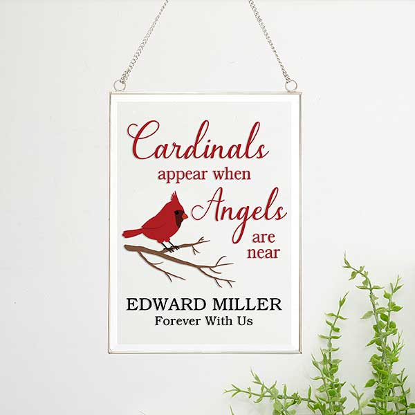 Cardinal Memorial Personalized Hanging Glass Wall Decor - 31409