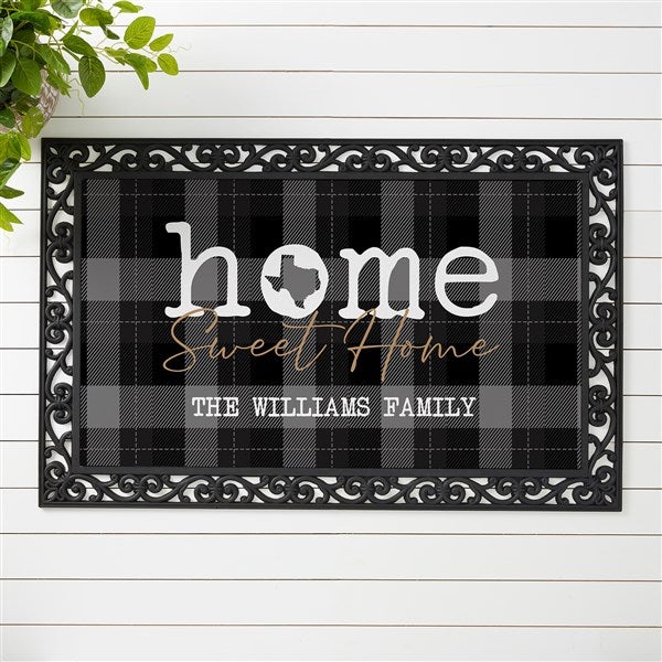 Home Sweet Home Personalized Plaid State Doormats - 31457