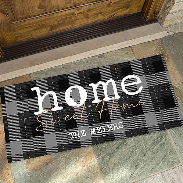 Home Sweet Home Personalized Plaid State Doormats - 31457