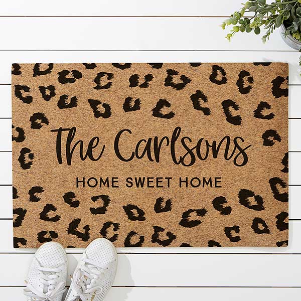 Leopard Print Personalized 18x27 Synthetic Coir Doormat - 31463