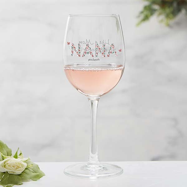 Floral Mom philoSophie's Personalized Wine Glasses - 31471