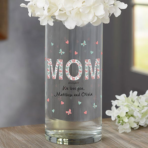 Floral Mom philoSophie's Personalized Cylinder Glass Vase - 31474