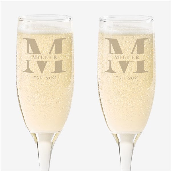 Lavish Last Name Engraved Champagne Flutes - 31479