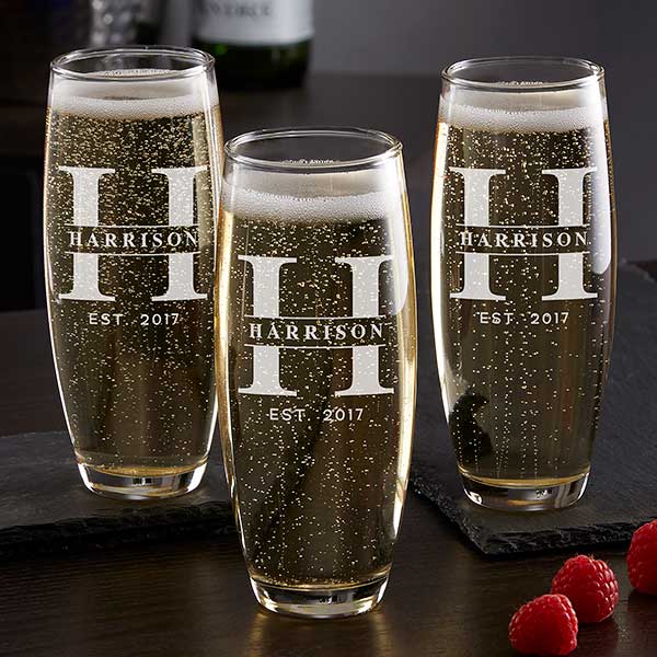 Lavish Last Name Engraved Champagne Flutes - 31479