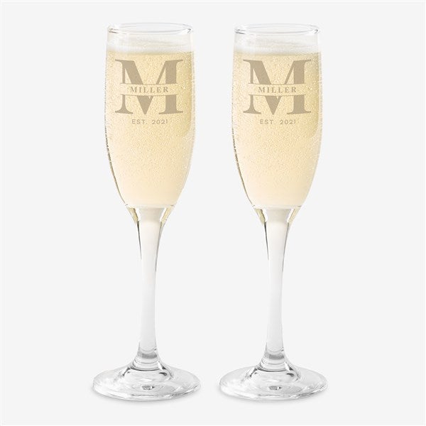 Lavish Last Name Engraved Champagne Flutes - 31479