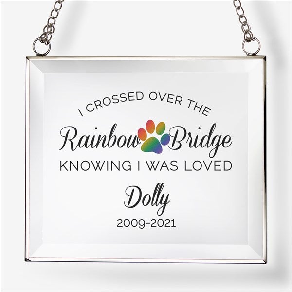Rainbow Bridge Pet Memorial Personalized Glass Suncatcher - 31509