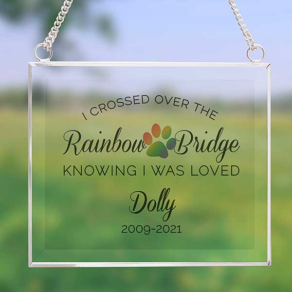 Rainbow Bridge Pet Memorial Personalized Glass Suncatcher - 31509
