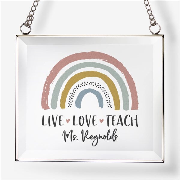 Boho Rainbow Teacher Personalized Glass Suncatcher - 31515