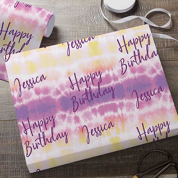 Pastel Tie Dye Personalized Wrapping Paper - 31560