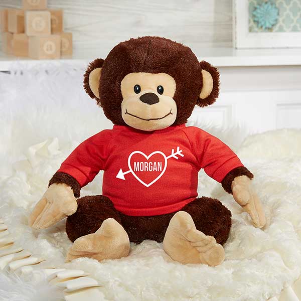 My Valentine Personalized Plush Monkey - 31592