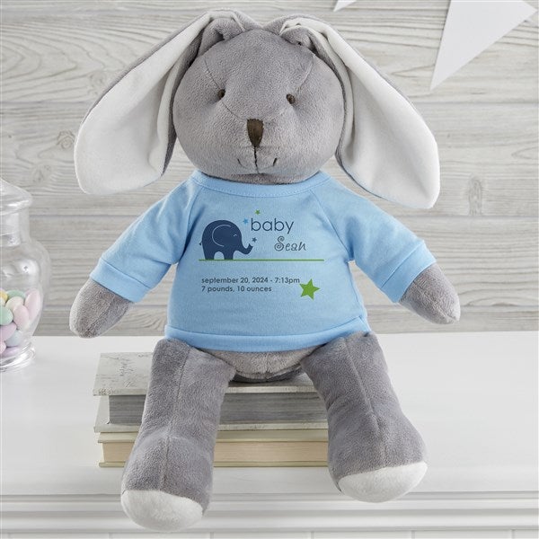New Arrival Personalized Baby White and Grey Plush Bunny  - 31598