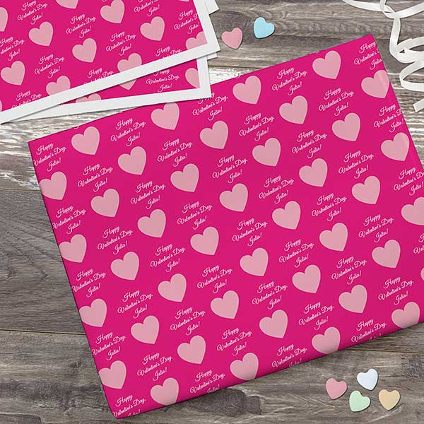 Icon Step & Repeat Personalized Valentine's Day Wrapping Paper - 31610
