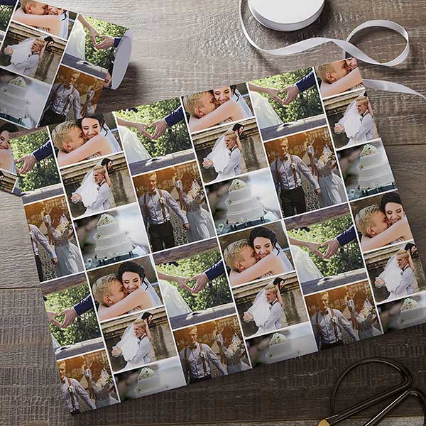 Wedding Photo Collage Personalized Photo Wrapping Paper - 31617