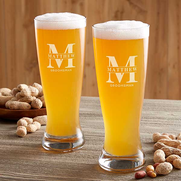 Lavish Groomsmen Wedding Engraved Beer Glasses - 31620