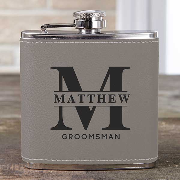 Lavish Groomsmen Wedding Leatherette Personalized Flask - 31622