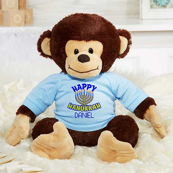 Happy Hanukkah Personalized Plush Monkey  - 31674