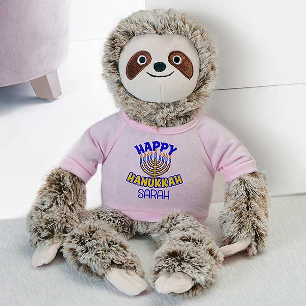 Happy Hanukkah Personalized Plush Sloth  - 31675
